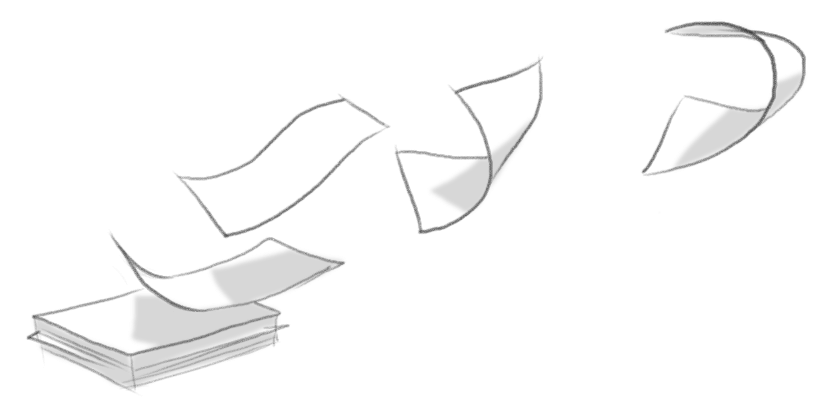 Pages flying illustration